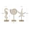 Set of 3 White Plastic Coastal Sea Animals Sculpture, 13.25&#x22;, 13.25&#x22;, 13&#x22;